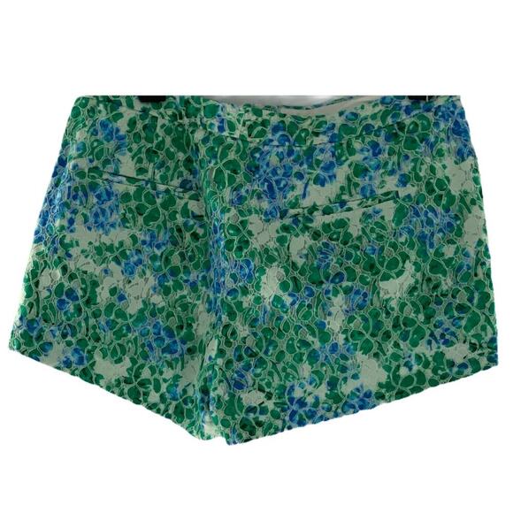 Madewell Women's Blue Green Lace Bloom Overlay Floral Summer Shorts Size 8 - Picture 6 of 9